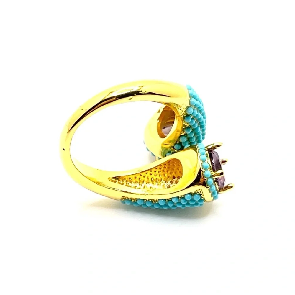 ❤️ New! Art Deco Style Beaded x Crystal Statement Cocktail Ring